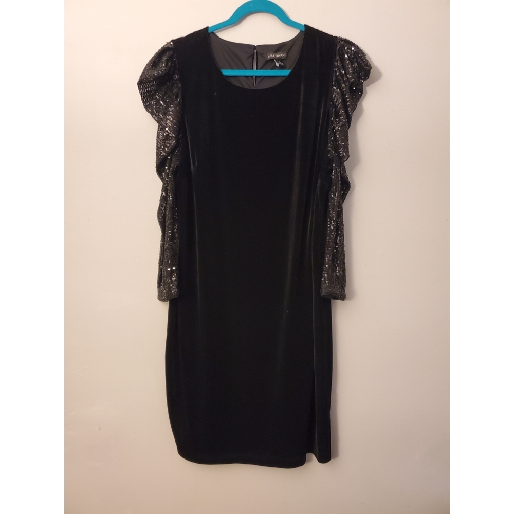 Velvet midi with sequin sleeves